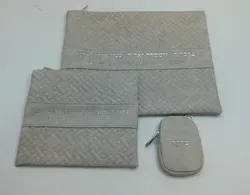 סט תיק מהודר לתפילין וטלית בצבע אבן בכיתוב ברכת כוהנים בצבע כסף