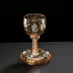 גביע קריסטל מהודר לקידוש בצבע זהב האש שלי חרוטה. גובה 19 ס"מ