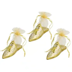 חבילת 3 נעלי מרוקו + שקית אורגנזה 12\4 ס"מ - זהב