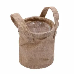 6 סלי יוטה עגול עם 2 ידיות 13/11 ס"מ