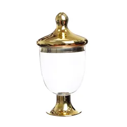 כלי פלסטיק על רגל זהב 14/29 ס"מ מכסה זהב