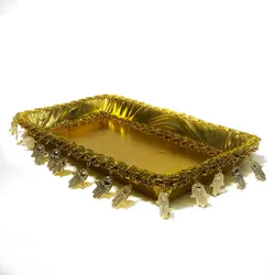 מגש חינה מצופה בד זהב עם עיטורי חמסות