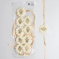 חבילת 10 פדים לחינה בצורת חמסה כוללים סרט קשירה - זהב